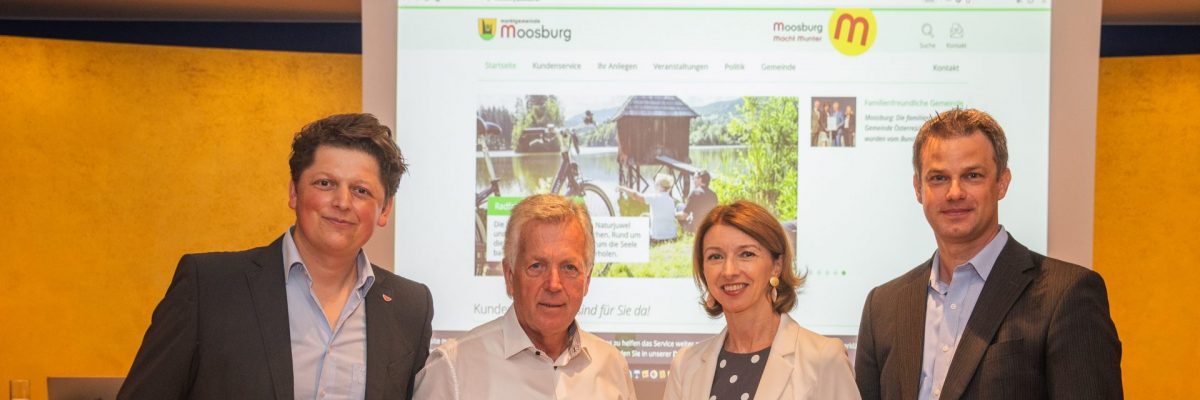 Rudolf Ball, Bgm. Herbert Gaggl, LHStv. Gaby Schaunig und Bernhard Winkler anlässlich der Präsentation